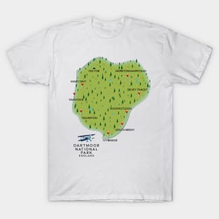 Dartmoor national park England Map T-Shirt